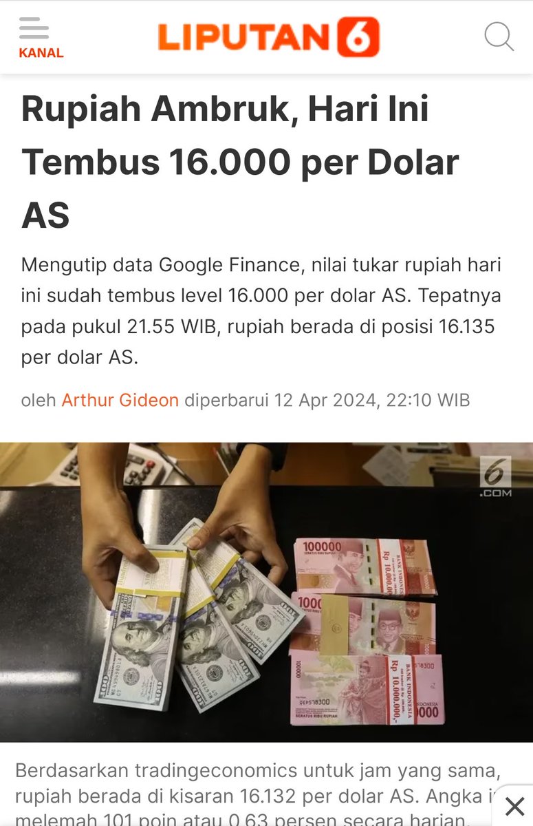 Rupiah pun akhirnya Plonga plongo di angka 16.000/ dollar. dan tak sanggup bergeser ke angka 10.000. Rezim kayak gini lu bilang mau keberlanjutan?