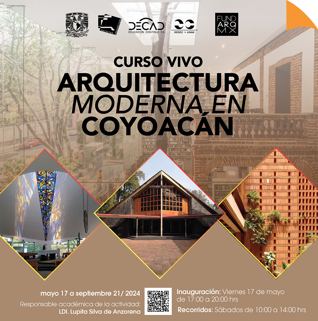 fundarqmx's tweet photo. CURSO VIVO: ARQUITECTURA MODERNA EN COYOACÁN

OBJETIVOS:
Entorno y materiales, Evolución del Patrimonio, y Configuración de la Alcaldía 

DURACIÓN: Del 17 de mayo al 21 de septiembre de 2024 / 60 hrs

INFORMES Y REGISTRO: https://t.co/ctQug787Db

@UNAM_MX  @faunam_mx https://t.co/35wpvyPycm