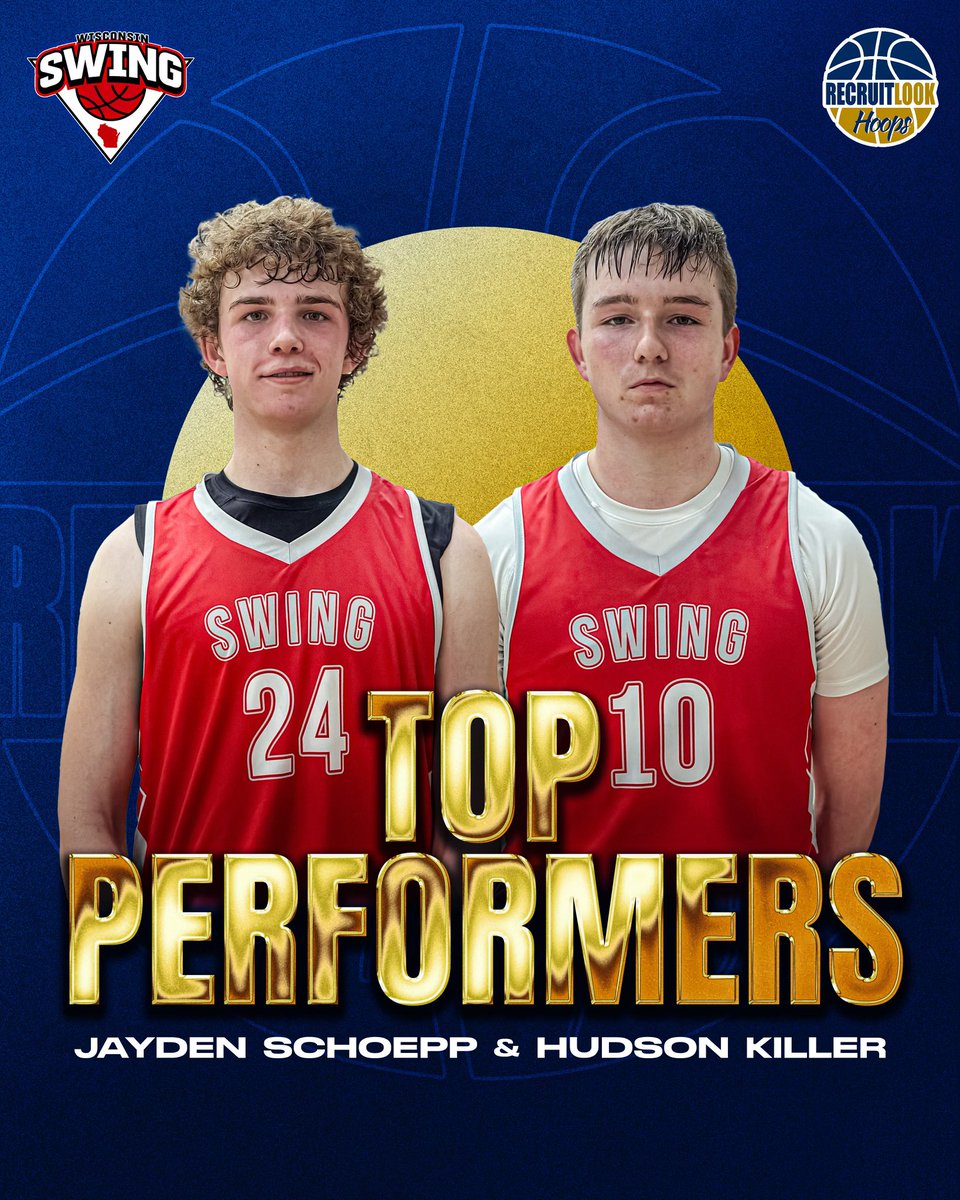 2027 | Jayden Schoepp (#24) | 2027 | Hudson Killer (#10) | Wisconsin Swing has 5 guys that shoot the basjetball from three & attack close outs with drives. Great team floor spacing. Schoepp & Kieler were on fire combining for 41pts in the 1 point victory over Arsenal Hoops!…