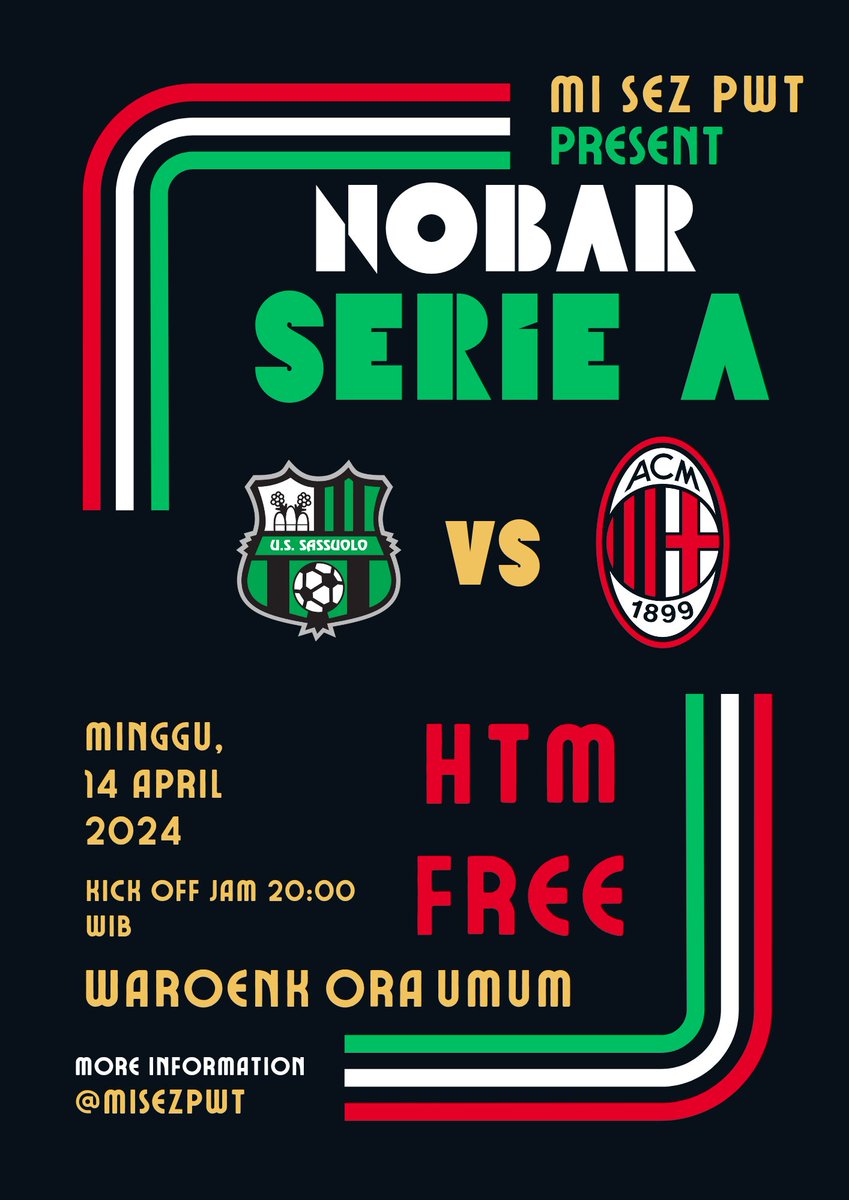 •NOBAR SERIE A GIORNATA 32•         

Buat yang mau nobar langsung datang aja ke homebase kami atau buat yang baru pernah nobar bisa langsung DM saja untuk info lebih lanjut.