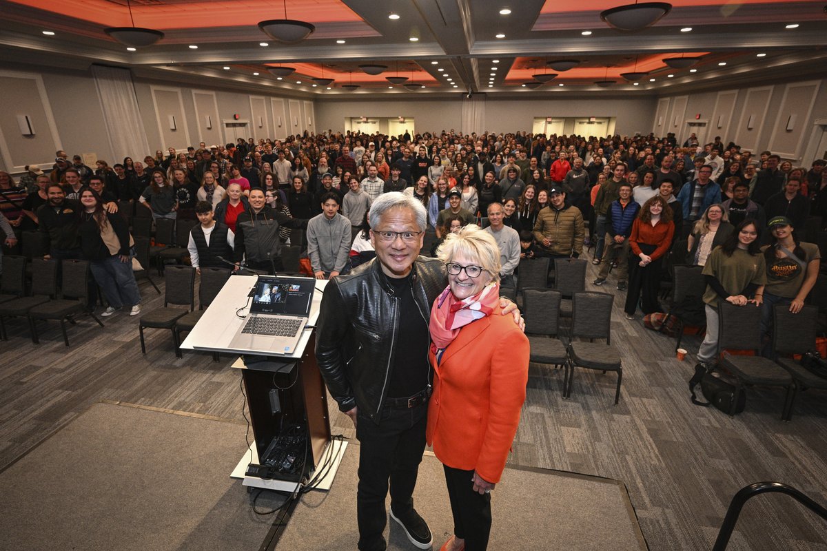 Nvidia CEO Jensen Huang and wife, Lori, showed up today and broke ground on a $213M research and tech complex at Oregon State. They are both OSU graduates. Their names will be on the 150,000-square-foot complex when it opens in 2026.