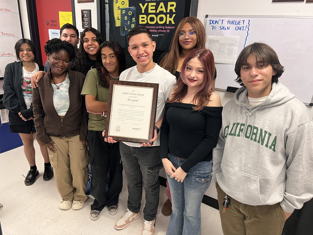 edhyearbook's tweet photo. To a whirlwind week of wins! So proud of my journalism scholars for finishing our yearbook, winning an @NSPA Pacemaker, winning a @CSPA Gold Crown AND winning 1st place journalism team at 1-6A UIL district meet! 🏆🏅🥇@EDAztecs_HS #OneEmpire https://t.co/Sq1DeotgE1
