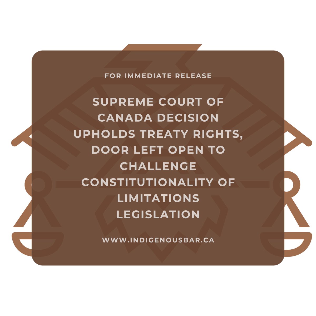Today, the IBA acknowledges the decision handed down by the Supreme Court of Canada in Shot Both Sides v. Canada which reaffirms the enforceability of Treaty rights at common law. To read the full press release please visit our website indigenousbat.ca/press-releases