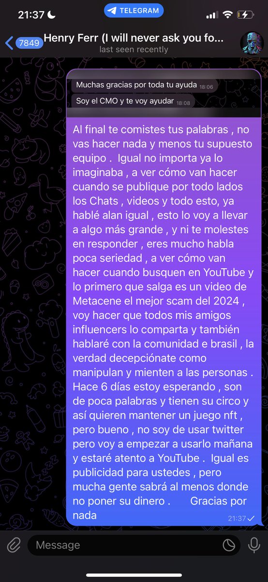 zedhumilde's tweet photo. Tomorrow there is a nice video for the Hispanic community, then I guess I will do it in English, but at least I will make sure that no one puts their money in this scam. I am going to publish all the videos and messages and all the scams they have on @MetaCeneGame   
#SCAM https://t.co/pxZwFREoHt
