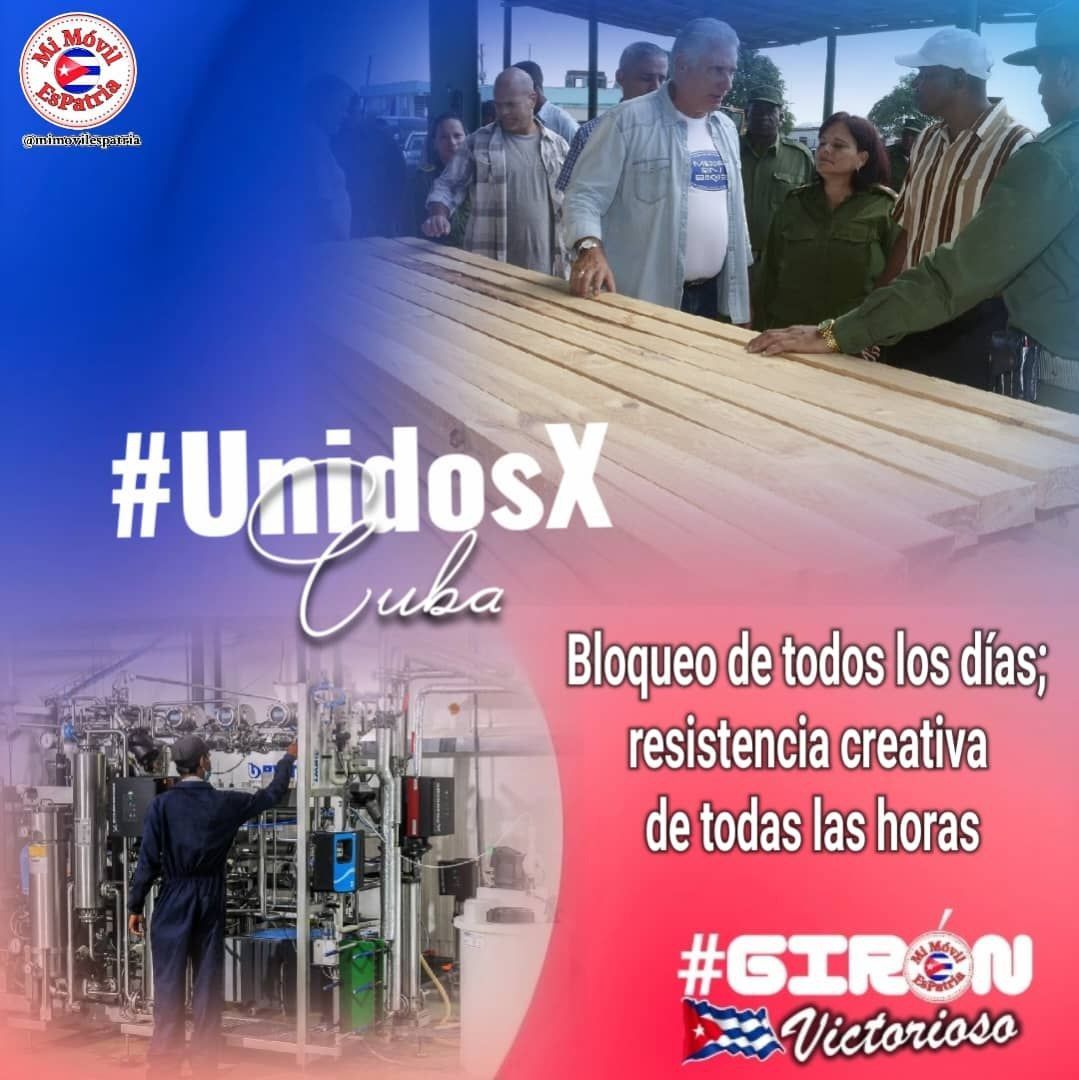 Resistir y vencer es sinónimo de cubanía. #UnidosXCuba afrontaremos cualquier adversidad, con trabajo, amor y creatividad. En esta isla rebelde «no se rinde nadie» y seguiremos dando batalla ¡Hasta la Victoria Siempre! #MiMóvilEsPatria #GirónVictorioso