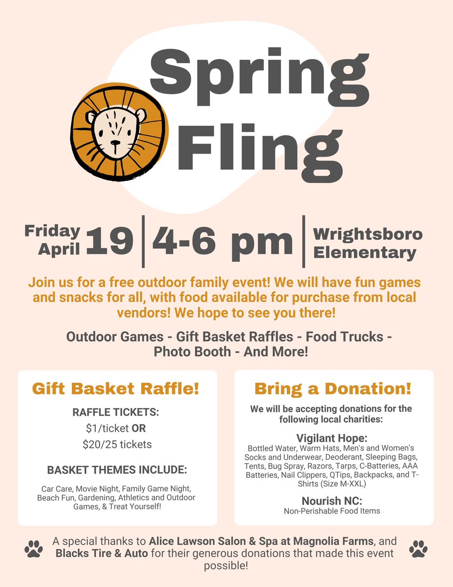 WrightsboroE's tweet photo. We hope you join us at our Spring Fling! @Ms_M_Faison @Mrs_K_Harrison https://t.co/UkKgzEST4D