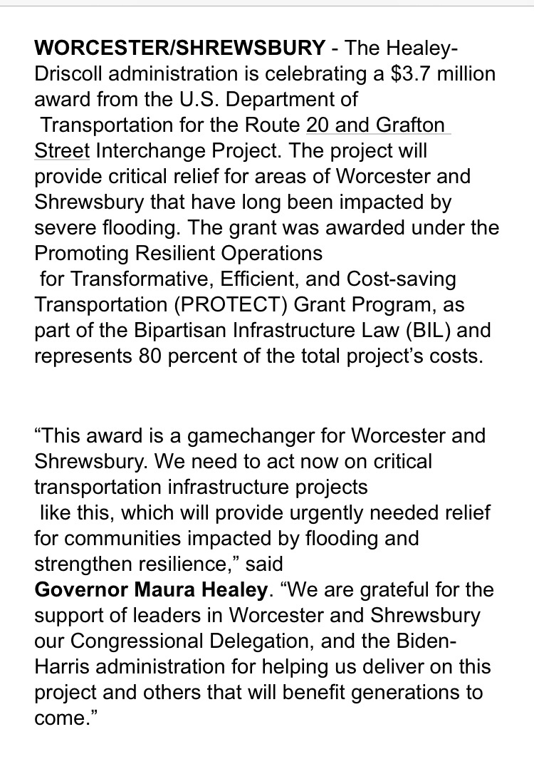 Our week: @MassDOT Secretary Monica Tibbits-Nutt @Massport @WalkMass. And @MassGovernor @MassLtGov annc $3.7 M fed grant for Rt 20/Grafton St proj #Worcester #Shrewsbury