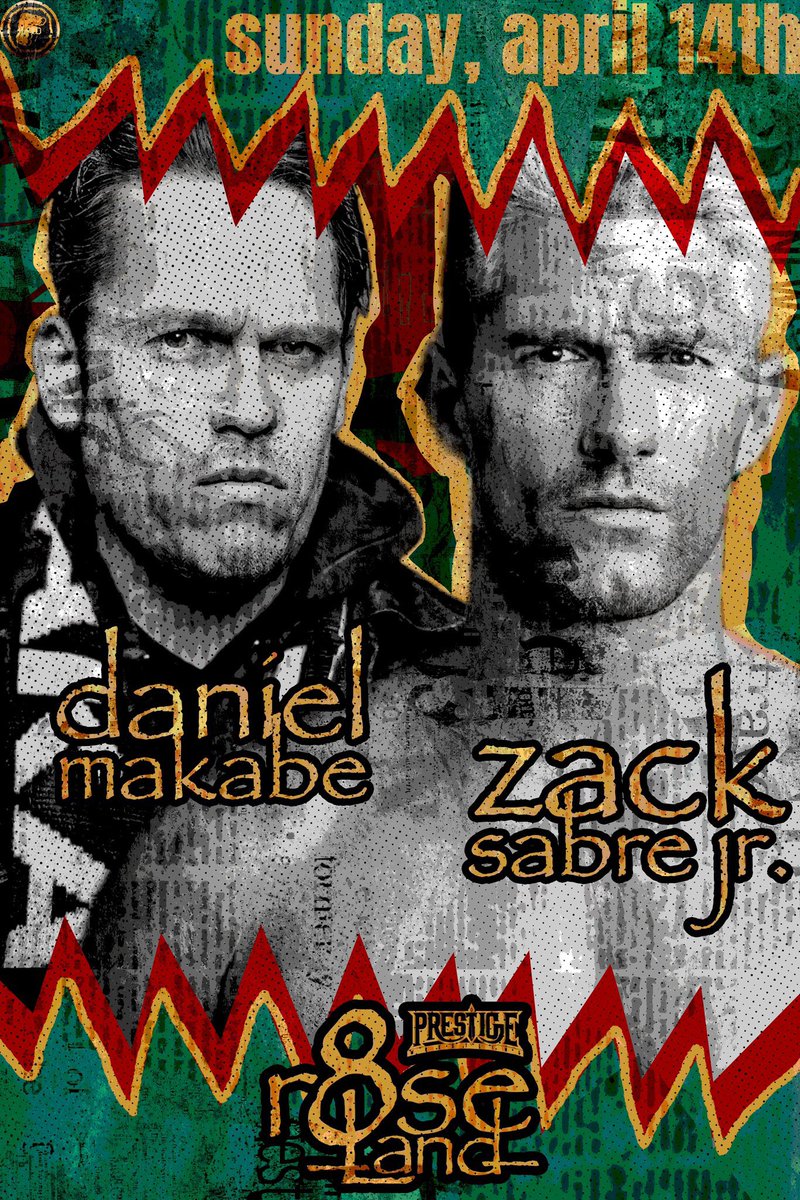 ***ROSELAND 8*** DANIEL MAKABE 🆚 ZACK SABRE JR April 14th, 2024 (This Sunday) Portland, Oregon Roseland Theater Live on IWTV.live at 7 PM pacific time! Presented by @BodyslamNet 🎟 prestigewrestling.net