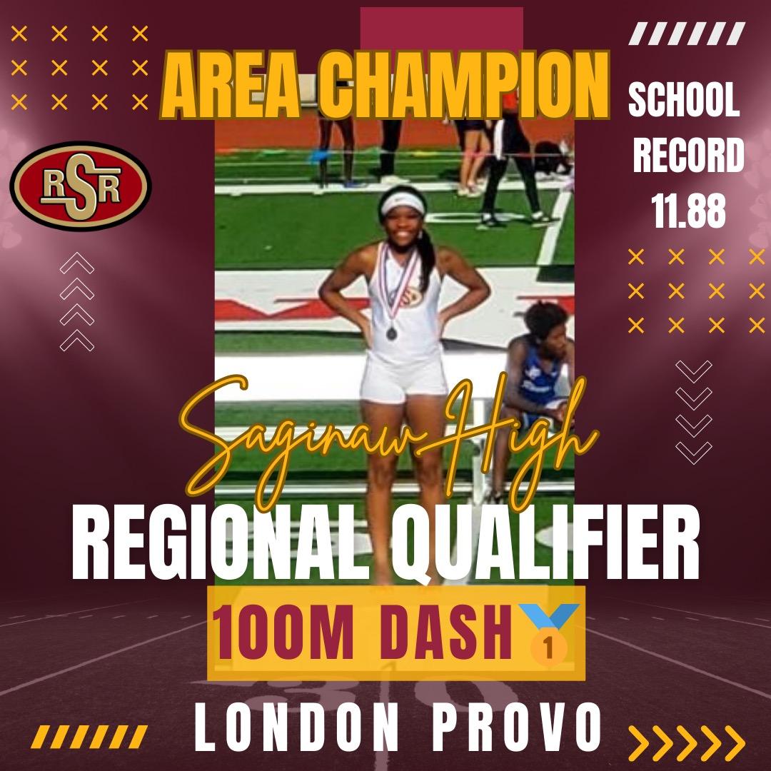 🚨 AREA CHAMPION and NEW SCHOOL RECORD....London Provo lowers her record and qualifies for Regionals in her 3rd event. @emsisdathletics @saginawhstx @abendschan @CoachPetersSHS @H_Grice