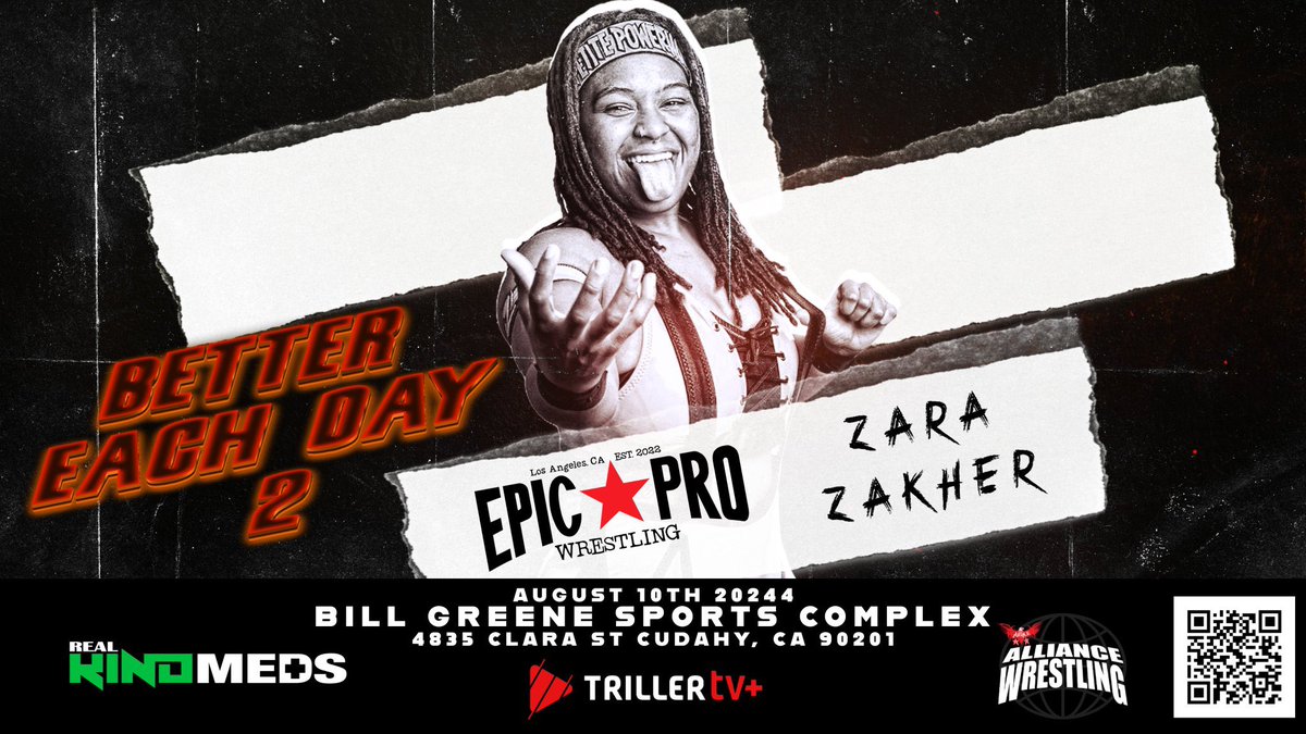 August 10th - Los Angeles, CA Epic Pro Wrestling presents Better Each Day 2 our 2nd Anniversary Show! Featuring the Grizzled Young Veterans. Zara Zakher and more! Get your tickets now! bettereachday2.eventbrite.com 🖼 @hart_editing