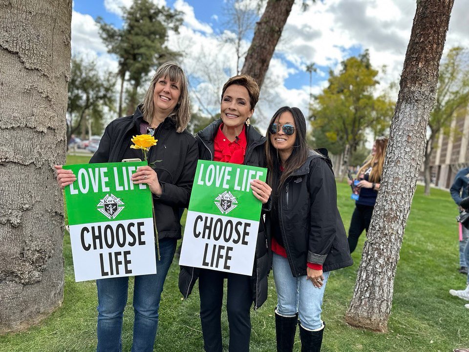 Dear Arizona pro-life voters, Here are 4 photos of Kari Lake at your pro-life marches. Lake took your vote and then sold you out.