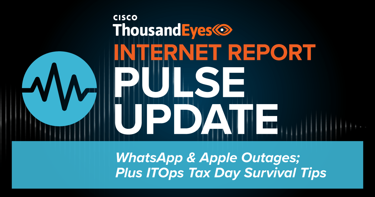 Tune in for insights on the recent WhatsApp and Apple outages, as well as important considerations for navigating times of the year that bring major spikes in demand—whether that be Tax Day or Black Friday. thousandeyes.com/blog/internet-…