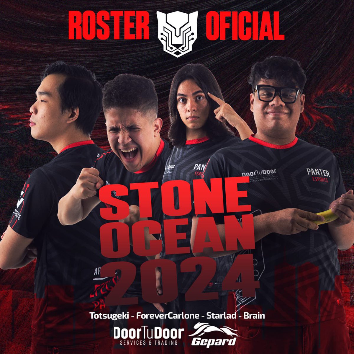 PantereSports's tweet photo. 📢 Roster oficial 📢
Para el Stone Ocean de este 2024 tenemos a este increíble team 🔥
👾 Street Fighter
@QuiquefFG
@ForeverCarlone
👾 Smash Ultimate
@Starrrlad
@AracnoBrain
📅 Mañana, 13 de abril
📍 Cinex El Tolón
#GoPanter #GoPTR https://t.co/fcJTr09Px5