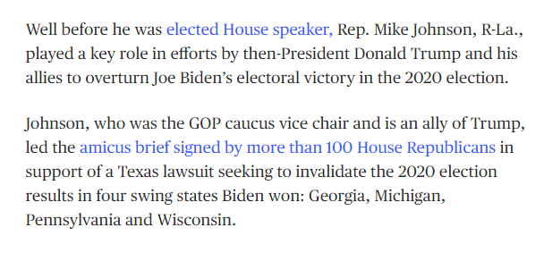 It's grotesque for Mike Johnson to tout an 'election integrity' bill. He played a key role in efforts to overturn the 2020 election and led the amicus brief signed by more than 100 House Republicans, seeking to invalidate election results in Georgia, Michigan, Pennsylvania &…