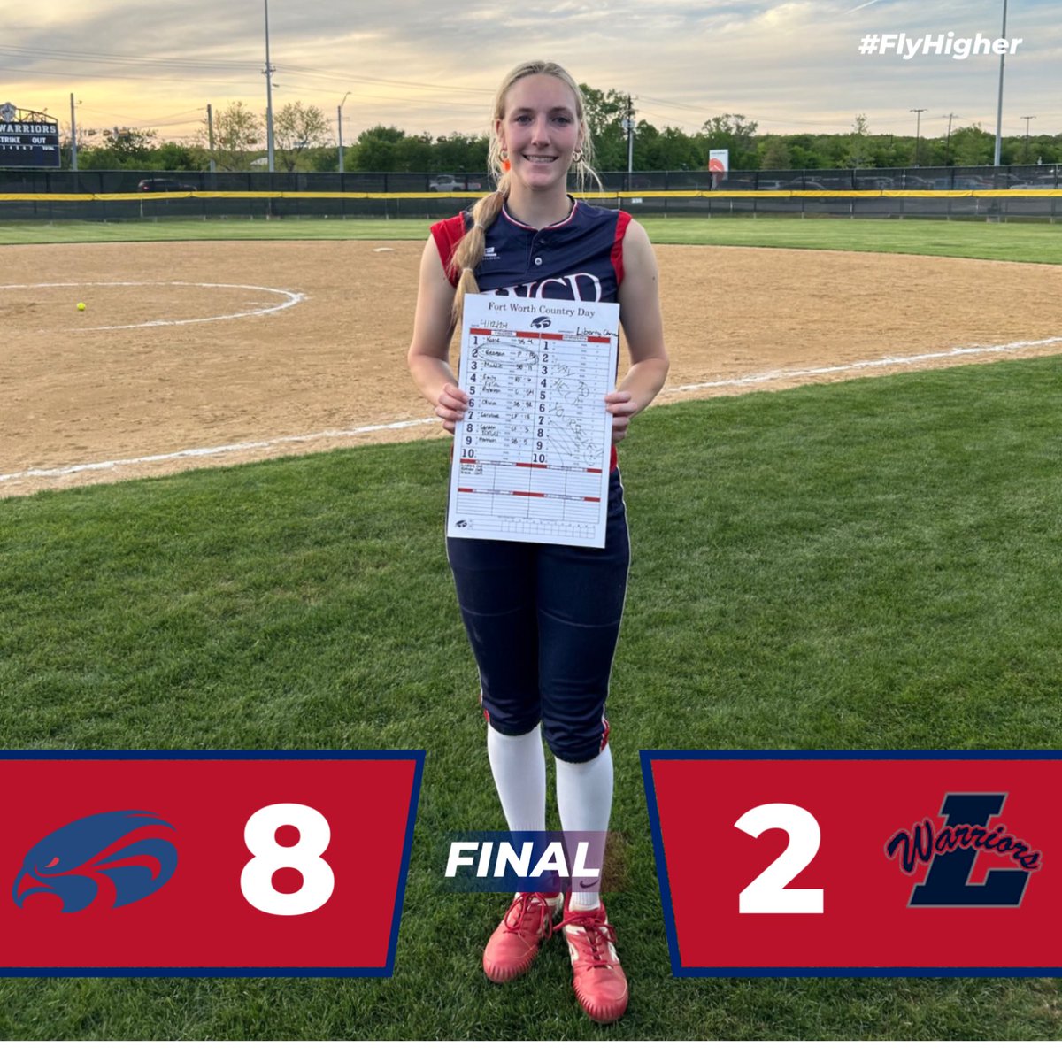 A battle in Argyle tonight! Total team effort breaking the game open in the 7th. @ReaganHall2024 earns the Game Card. She threw a complete game; 2 hits, 1 ER and striking out 14. She also drove in a couple of runs as well. Way to go, Falcons!!! #LEAD #FWCD #FlyHigher