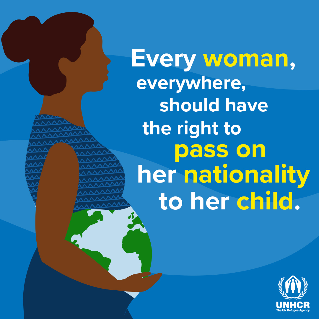 Refugees's tweet photo. Gender discrimination continues to perpetuate statelessness, with 24 countries still denying women the right to pass their nationality to their children on an equal basis with men. 

Everyone has the right to say #IBelong.
 
#EndStatelessness https://t.co/0YQAwlFojN