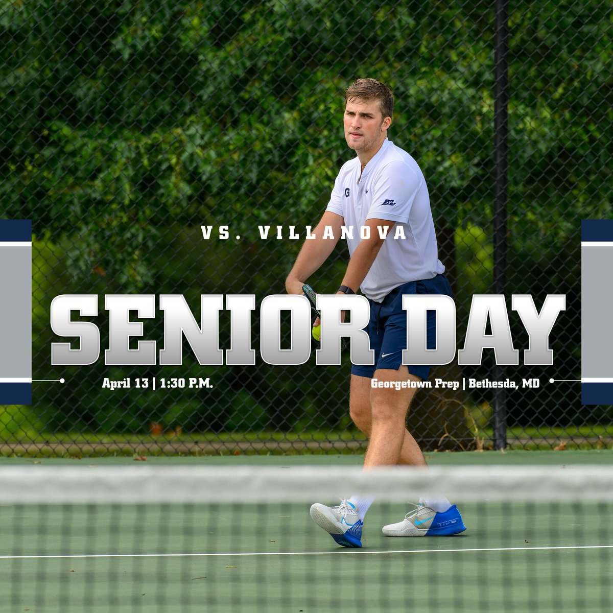 Join us tomorrow for men's tennis senior day match!🎾 #HoyaSaxa