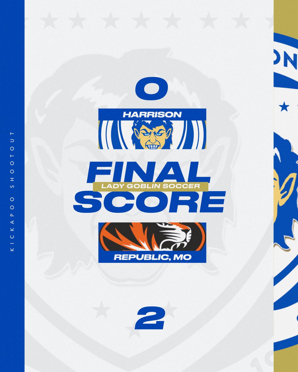 GoblinSoccer's tweet photo. The Harrison Lady Goblins fell short in their opening game of the Kickapoo Shootout, losing 2-0 to Republic, Missouri. They'll be back on the field tomorrow morning at 10:00 am in Springfield, Missouri to face Nixa, Missouri. #GoGobs https://t.co/zf2wGPcGrx