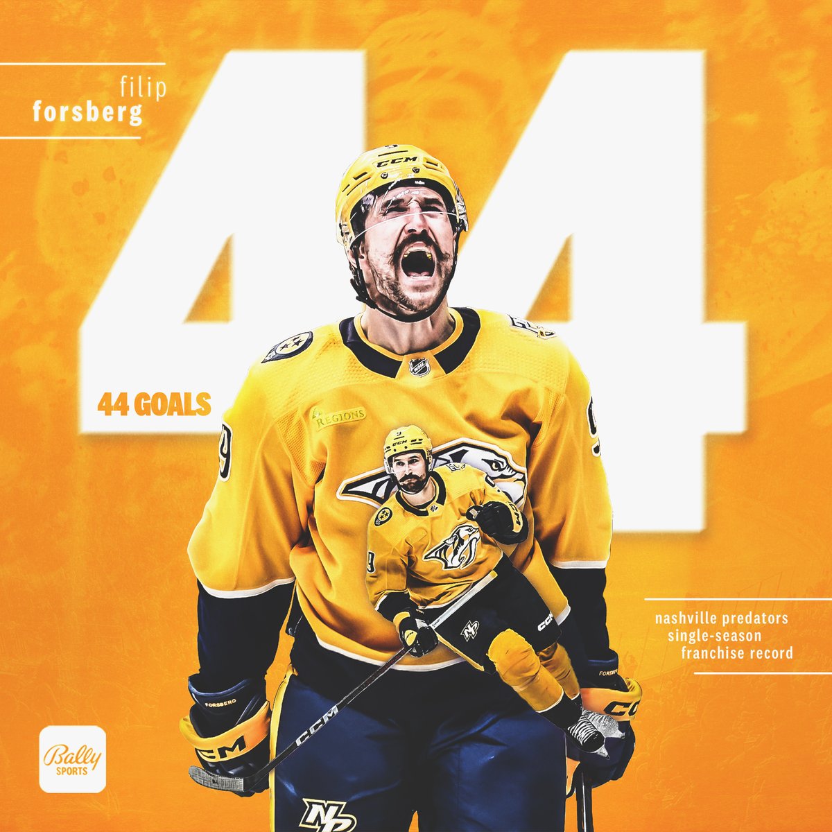 𝙁𝙧𝙖𝙣𝙘𝙝𝙞𝙨𝙚 𝙃𝙞𝙨𝙩𝙤𝙧𝙮 𝙛𝙤𝙧 𝙁𝙞𝙡 🟡 Filip Forsberg now owns the @PredsNHL all-time records for career goals and goals in a single season. #Preds