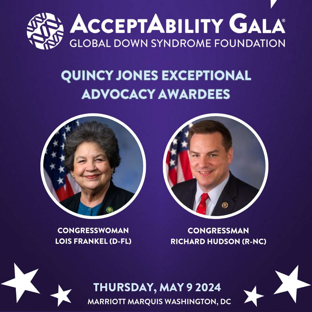 We can't wait for an incredible night celebrating GLOBAL’s advocacy and congressional champions @RepLoisFrankel (D-FL), @RepRichHudson (R-NC). Buy a ticket, sponsor a table or make a donation in the name of #Downsyndrome advocacy: bit.ly/3PWnLZs #disabilityrights