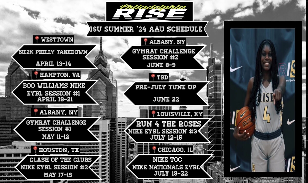 16u AAU schedule w/ @philly_rise #GoTime