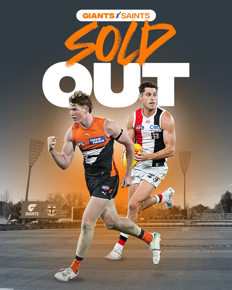 Our clash with <a href="/stkildafc/">St Kilda FC</a> in Canberra is officially sold out! 

Details 📲 giants.afl/49zhSsm