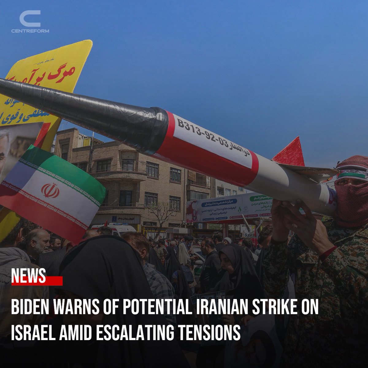 Centreform's tweet photo. President Biden expressed concerns over a possible Iranian strike on Israel, emphasizing U.S. support for Israel’s defense. As Iran prepares for retaliation following the bombing of its consulate in Damascus, the U.S. deploys troops and assets to the Middle East to deter aggression. With diplomatic efforts underway to prevent escalation, the situation remains tense, prompting heightened security measures and restrictions in the region. The looming threat underscores the delicate balance in the Middle East amid rising tensions.

#Biden #Iran #Israel #MiddleEast #Tensions #Diplomacy #Security #MilitaryDeployment #RegionalConflict #USResponse #GlobalAffairs