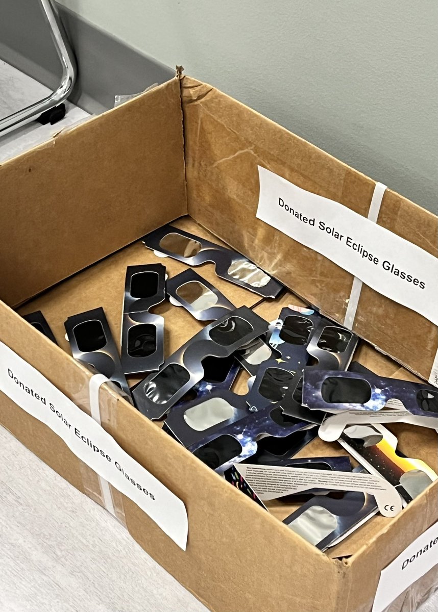 EPCHS_IntClub's tweet photo. The EP International Club will be collecting solar eclipse glasses to be donated to Latin America, where there will be a visible annular eclipse in October 2024.  There is a box in the PPS office where glasses can be dropped off. Collections will be through the end of the month. https://t.co/tOTi5UuFrK