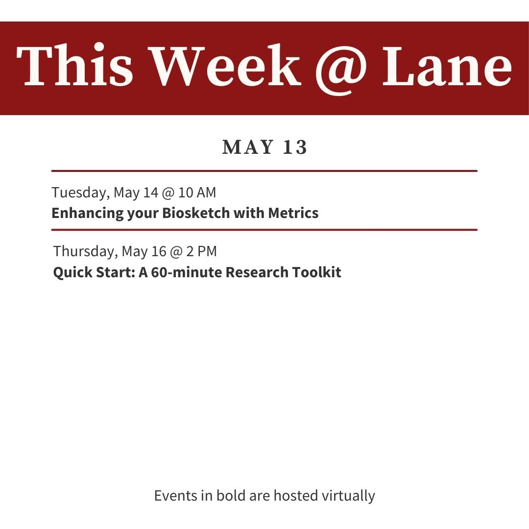 Boost your research cred this May! Lane Medical Library hosts FREE virtual workshops on crafting a stellar biosketch & essential research tools. All online & open to the @StanfordMed community. lane.stanford.edu/classes-consul… #StanfordMed #ResearchLife #UpYourGame