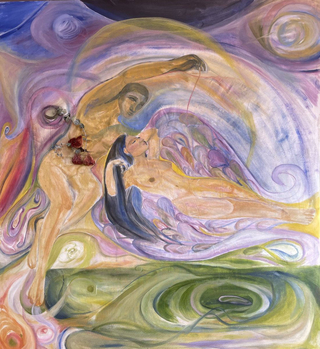 EarthEros's tweet photo. “Healer” 
4’x5’
Sowed my wings and gifted me a pallet
Helped me color my own haven, 
I haven’t forgotten the first taste of righteous indignation, 
the smell of sage and pine , 
the fire of a burning promise 
I hold 
abstractly in my mind 
Paint strokes is how I’ve kept it alive https://t.co/19kUFAQlbl