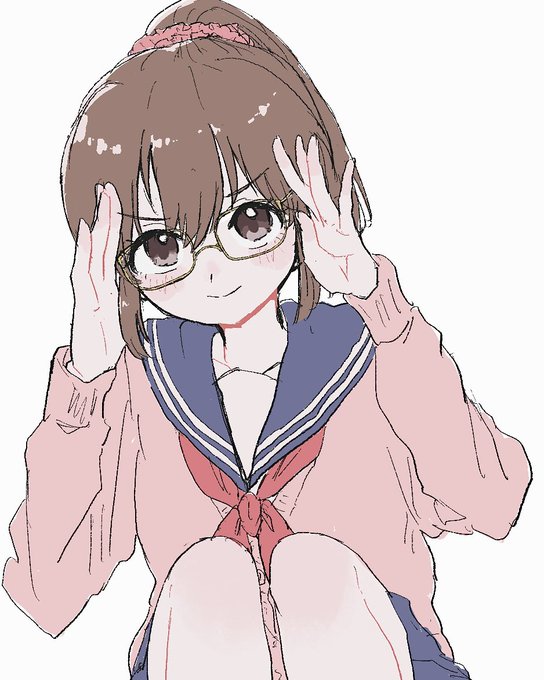 「adjusting eyewear school uniform」 illustration images(Latest)