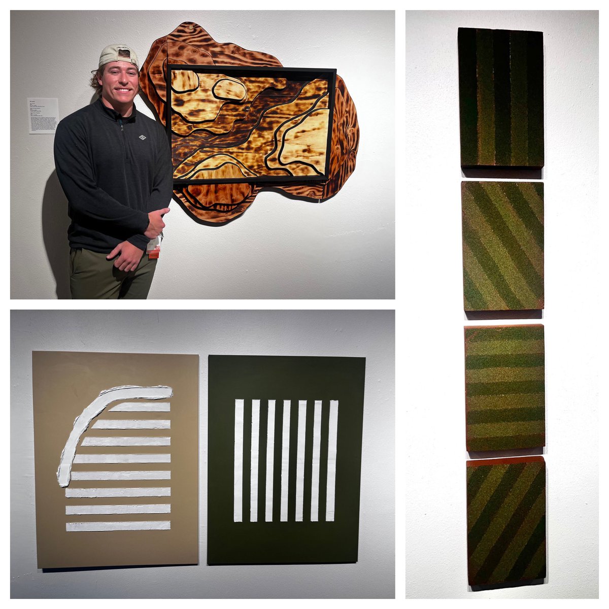 How about our guy Tal Jones?! Having chosen to peruse a career in the golf design & course management field, the senior art major used his passion to create some impressive golf course inspired works of art for the Senior Art show at the Hoffman Gallery. Great work, Tal!