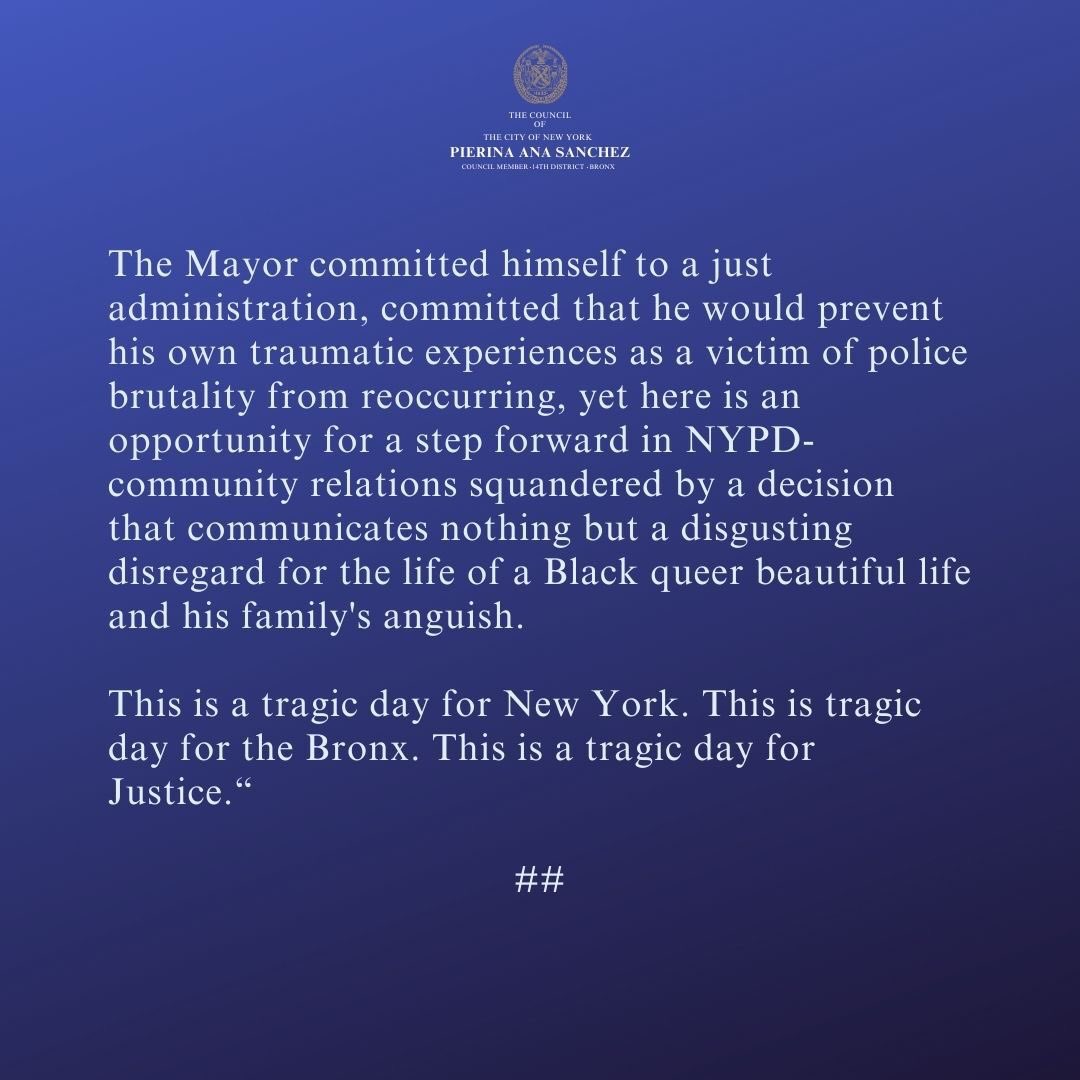 This decision is not just a failure of justice; it is an horrific display of a too-powerful institution failing to reign itself in and failing to be reigned in by the Mayor. My statement on Kawasaki Trawick: