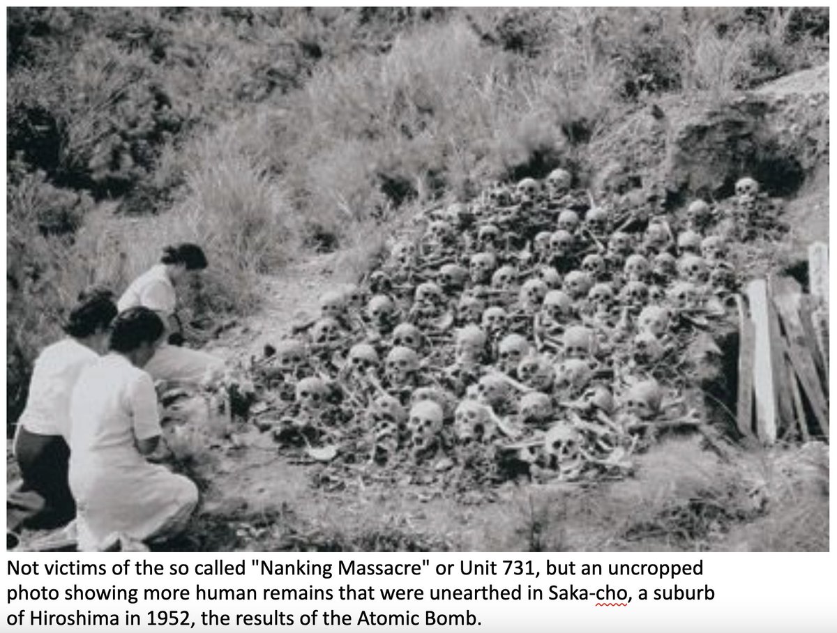 Fake Nanking Massacre, fake Unit 731, photo showing unearthed victims of Hiroshima in 1952.