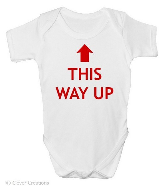 Funny Baby Grow - This Way Up with FREE P&P  Made from 100% Soft Natural Cotton. tuppu.net/c16e7254  #FunnyGift