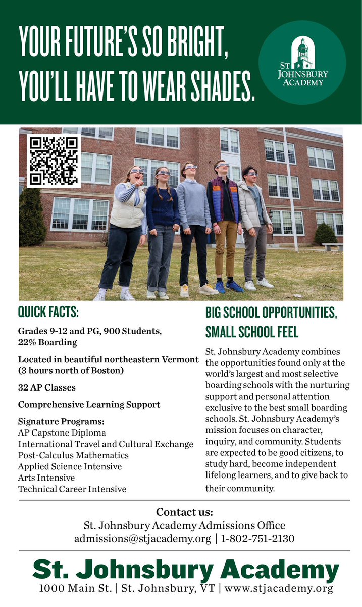 Looking for a school to help you reach the stars? Check out <a href="/StJAcademy/">St.Johnsbury Academy</a> 
<a href="/BostonGlobe/">The Boston Globe</a> <a href="/hartfordcourant/">Hartford Courant</a> <a href="/ManchesterChron/">ManchesterChronicle</a> <a href="/nytimes/">The New York Times</a> #wearesja