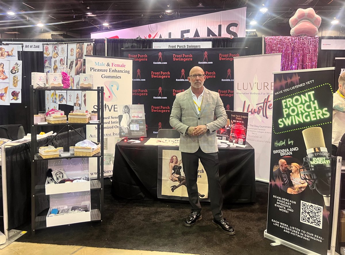 My sexy man in the Front Porch Swingers/Shivers booth! Come by and say hello if you’re at Exxxotica Chicago!