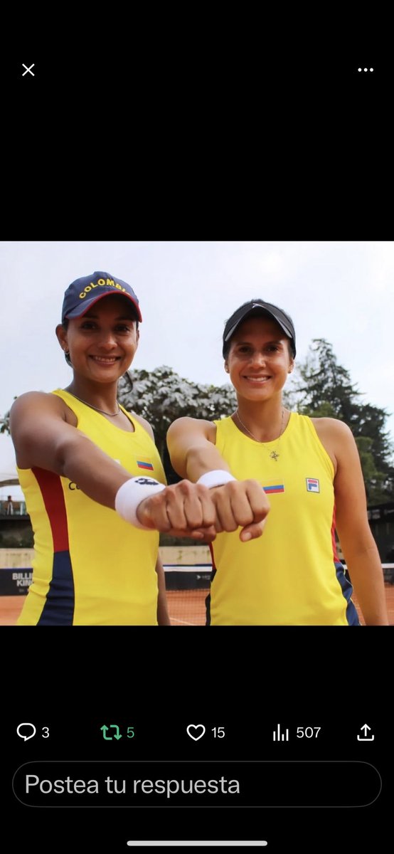 Estas dos grandes tenistas, han dejado la piel representando a Colombia en la ⁦<a href="/BJKCup/">Billie Jean King Cup</a>⁩ . Que gran demostración de coraje y vergüenza , felicitaciones a ⁦<a href="/yulianaLIZARAZO/">Yuliana Lizarazo</a>⁩ y a Maria Paulina Perez. Hay que apoyarlas. ⁦<a href="/fedecoltenis/">Fedecoltenis</a>⁩ ,⁦<a href="/OlimpicoCol/">Comité Olímpico COL</a>⁩