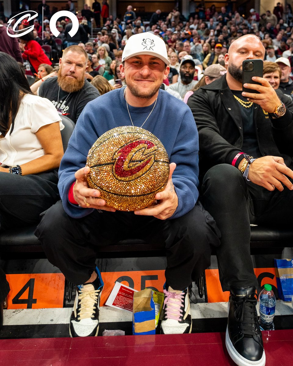 cavs's tweet photo. Johnny Football is in the House‼️ 

@RocketMortgage | #LetEmKnow https://t.co/bAbkECtb7C