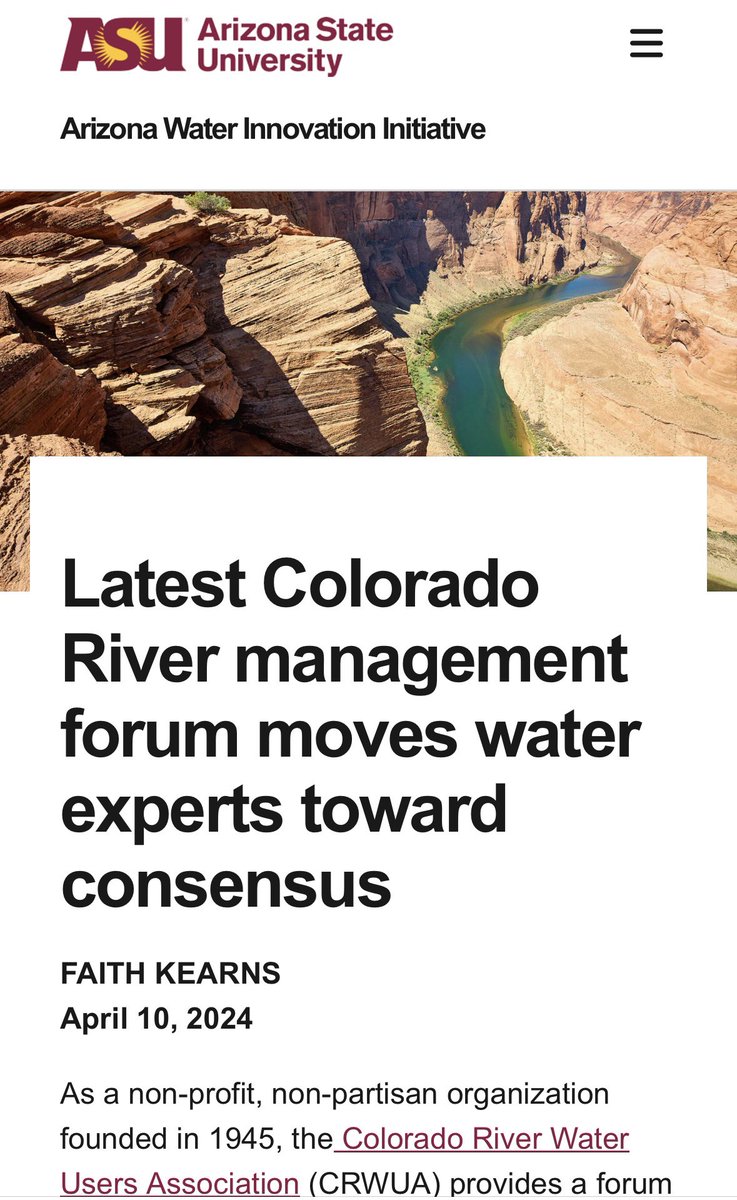Had a great time talking with Sarah Porter @KylCenter about the Colorado River. The best part was getting a chance to ask her if my sometimes existential fears about the Arizona water situation were warranted. I learned a lot from her answer azwaterinnovation.asu.edu/latest-colorad…