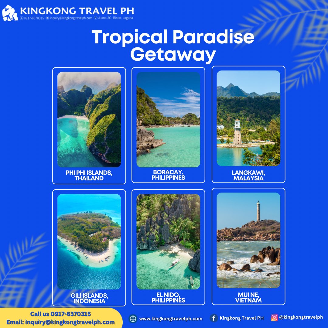 kingkong_ph's tweet photo. Feeling the summer vibes yet? ☀️
Don't waste time diving into the Google rabbit hole for answers—let us do the legwork for you! 🏝️ Shoot us an email at inquiry@kingkongtravelph.com and let's start planning your dream summer escape today! 📧 #SummerVibes #KingkongTravelPh https://t.co/wNSbo9wodO