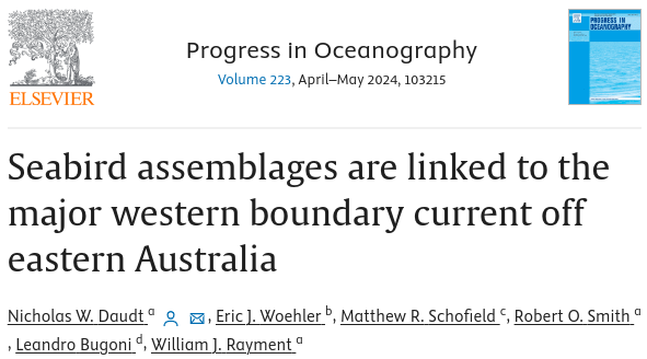 New #OpenAccess paper in #PROOCE! 🌊🪶

We described seabird assemblages off eastern Australia at a macro-scale using cutting-edge stat models

doi.org/10.1016/j.poce…

@Seabirders @AUS_NZ_Seabirds @PacificSeabirds #ornithology #biogeography