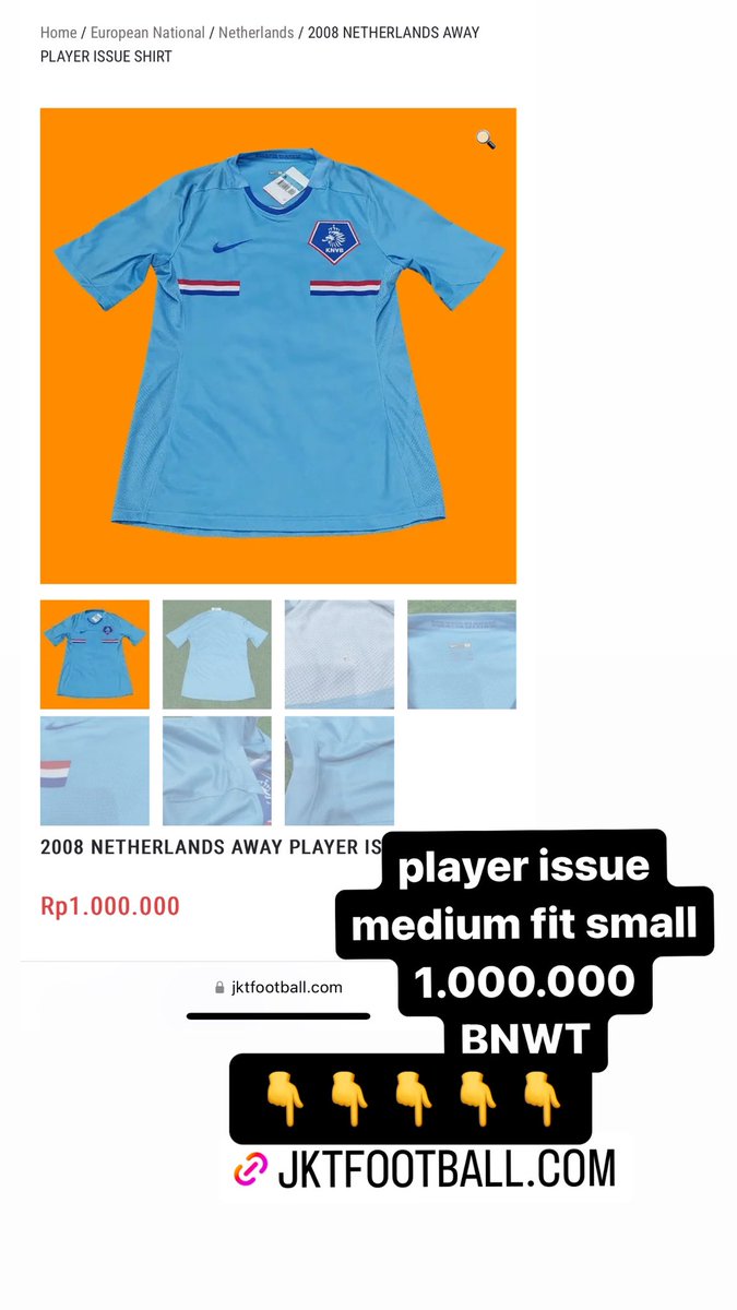 #jersey4sale Rare Holland / Belanda 2008 Away Player Issue BNWT Medium fit Small Original 1.000.000 cc @Jerseyforum