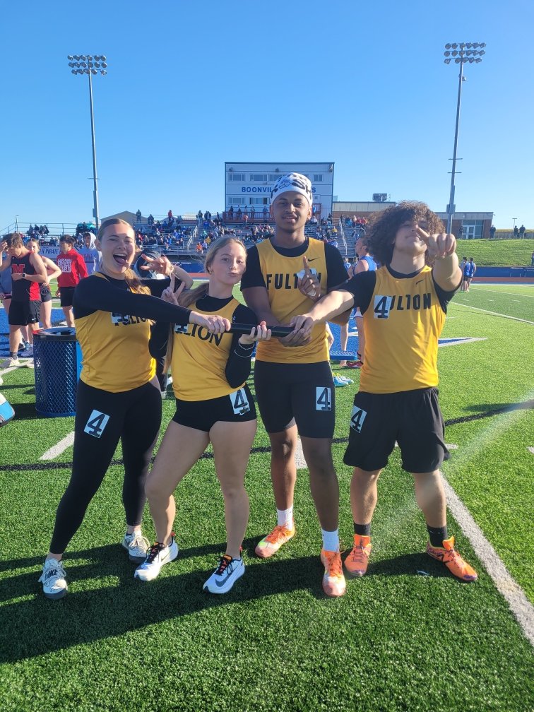 Great Job tonight at the McCush Invite in Boonville.  1st place finishes for Gabe DeFily (LJ) Ethan Milius (TJ) Will Yates (PV) and Aiden Fleetwood (300H). Boys team was 2nd out of 11 teams. <a href="/FPSActivities/">Fulton Activities</a> <a href="/FultonSunSports/">Fulton Sun Sports</a>