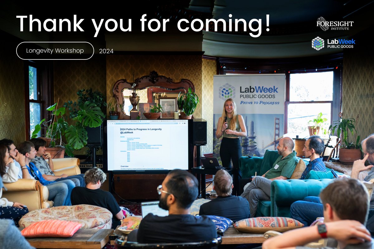 foresightinst's tweet image. Thank you for coming to the Longevity Biotech workshop we co-hosted with @protocollabs! We heard presentations from @allisondman, @AaronLongevity, @AmitDeshwar, Andrea Cipriano, and @bettslacroix 

Apply to our remaining workshops here: 
lu.ma/pathstoprogress 

#LabWeekPG