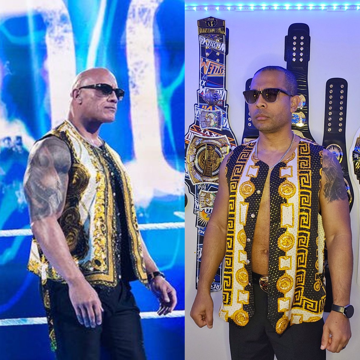 Final Boss Rock cosplay side by side! #smackdown  #wwe #therock <a href="/TheRock/">Dwayne Johnson</a> <a href="/WWE/">WWE</a>