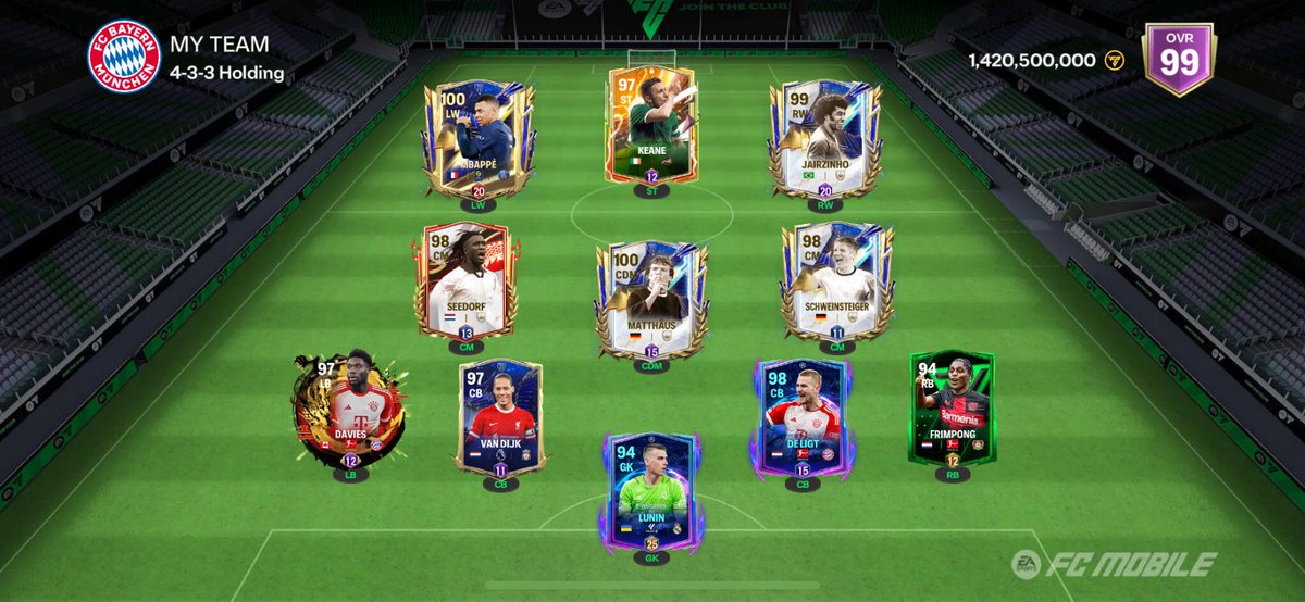 99 ovr, finally!🥳 Road to 100 ovr! 

What do y’all think about my team? 

Next change frimpong to Lahm. 🔜
#FCMobile @tutiofifa @JoseAlep1