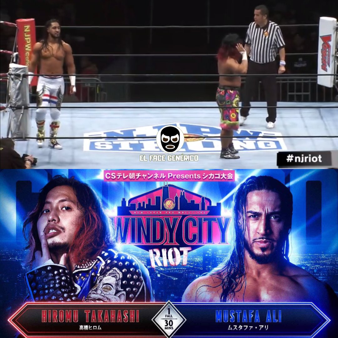 FaceGenerico's tweet photo. Nuestro siguiente combate en #njriot es un mano a mano. Mustafa Ali se mide ante Hiromu Takahashi. Que vaya combate nos espera. #njpw #Wrestling #FaceGenerico https://t.co/rTOdMwBoed
