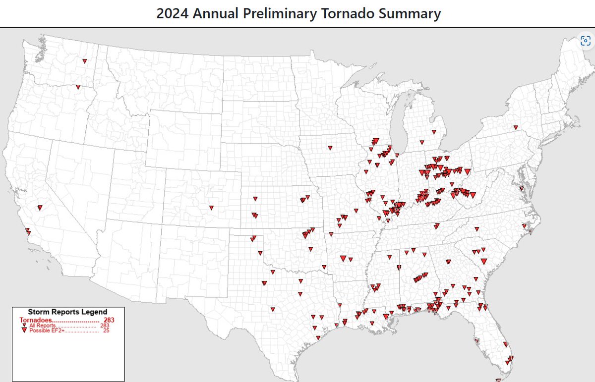 Look at how many more tornadoes have occurred OUTSIDE of the primary 'Tornado Alley'. Important to note though that some of the reports on this map in OH are from the same tornado. By our count, we've had 28 tornadoes confirmed in Ohio so far this year. We average 21 annually.