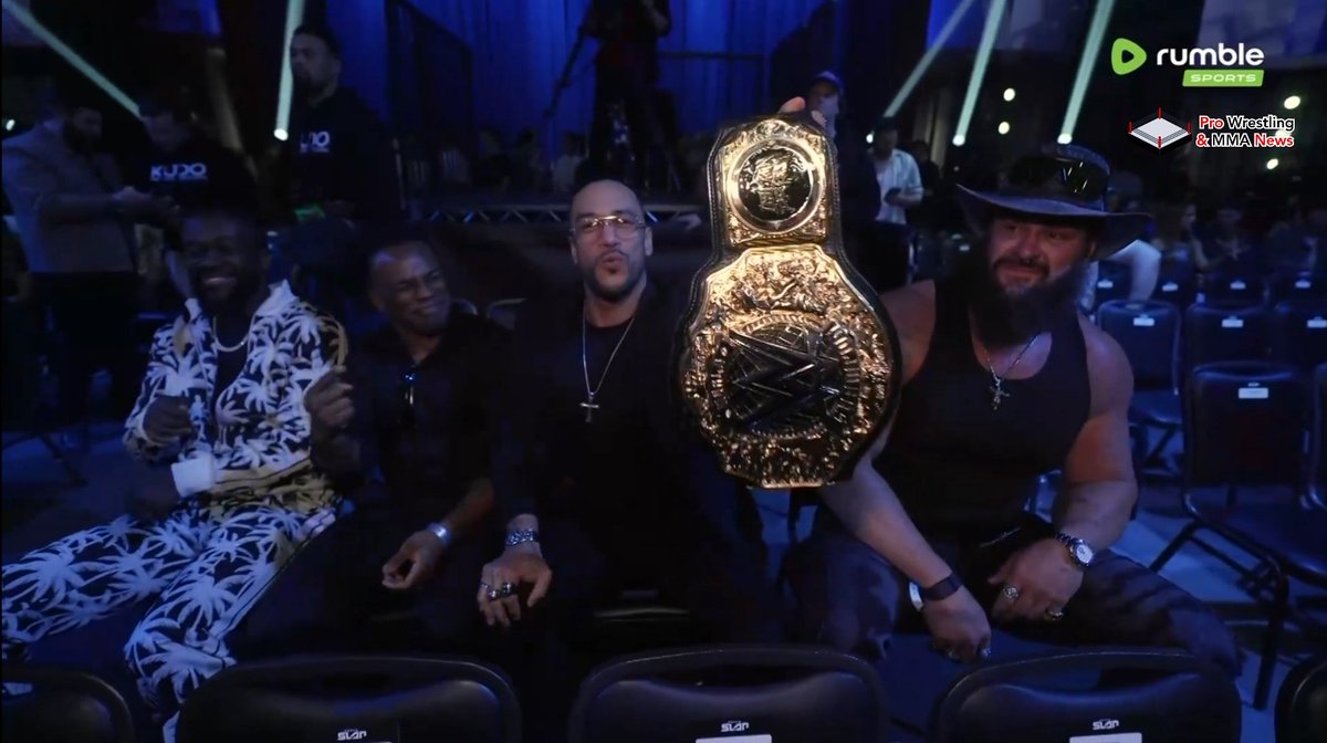 The World Heavyweight Champion Damien Priest, The New Day & Braun Strowman are all at #PowerSlap7 #WWE